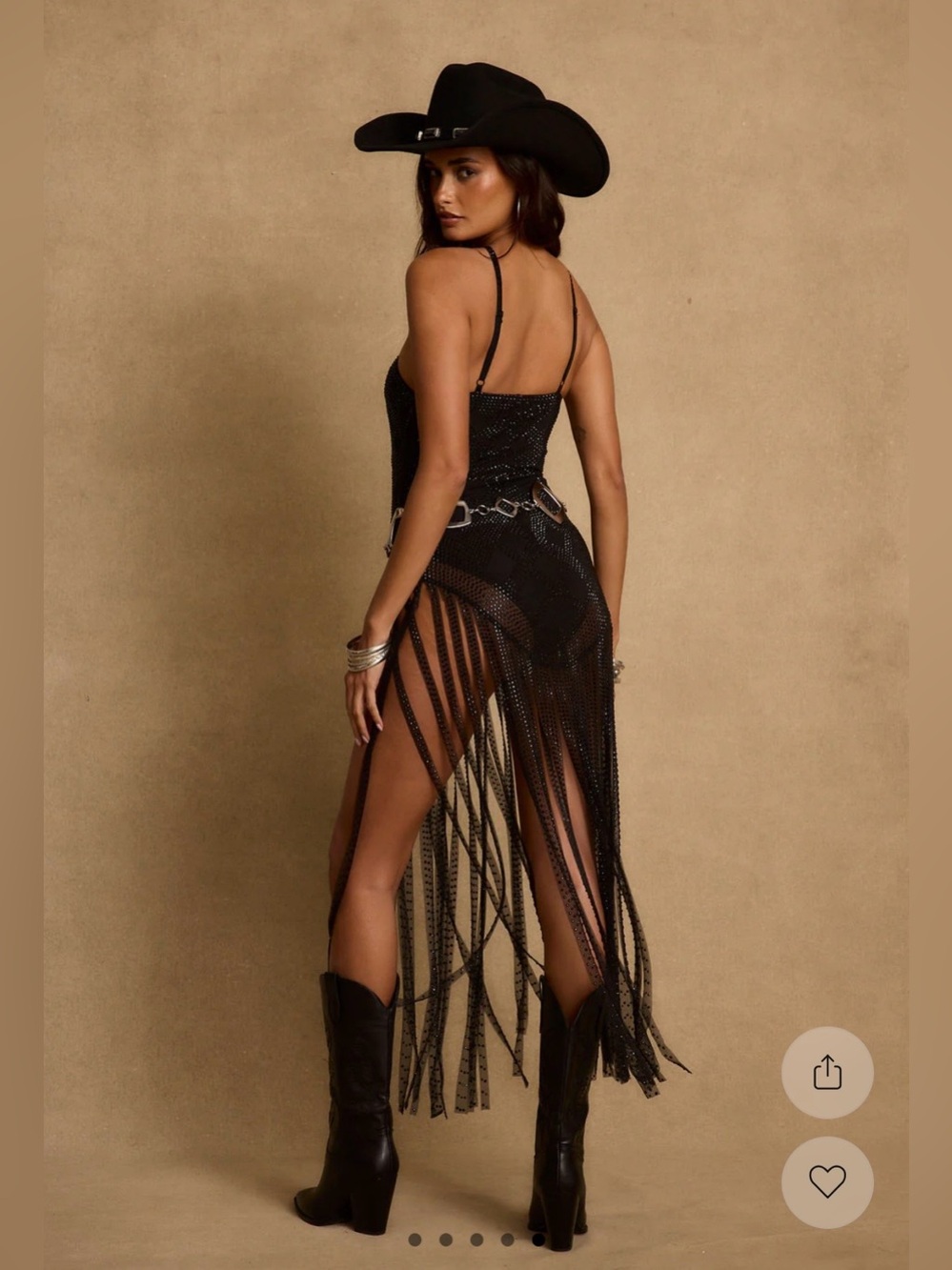 12th Tribe Black Wisteria Fringe Maxi Dress - Picture 4 of 5